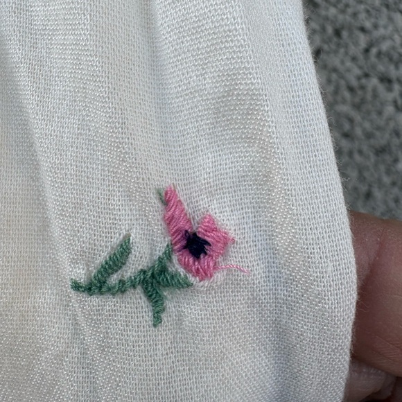 Old Navy Large Maxi Dress Cream Dainty Embroidered Floral Peasant Tiered Pockets - Picture 7 of 14